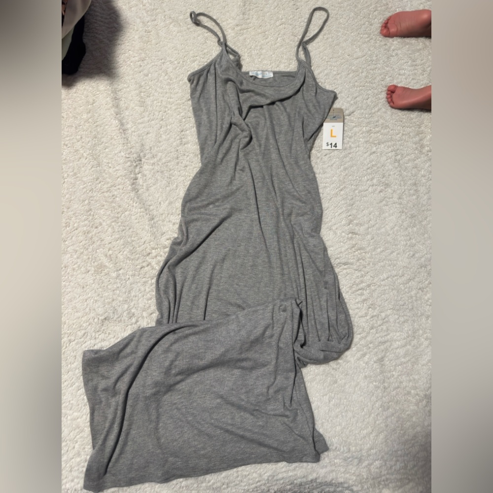Primark Gray Maxi Dress with Spaghetti Straps
